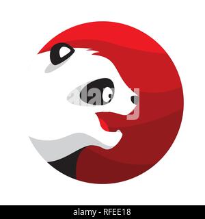 Panda Logo Illustration Vector in Flat Style Stock Vector