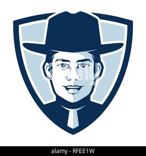 Simple Sheriff in A Badge Logo Illustration Vector Stock Vector