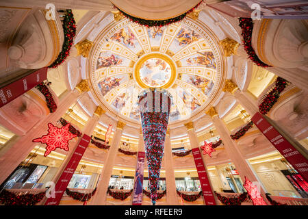 Macau, DEC 24: The upside down Christmas tree of the Venetian Macao Casino on DEC 24, 2018 at Macau Stock Photo