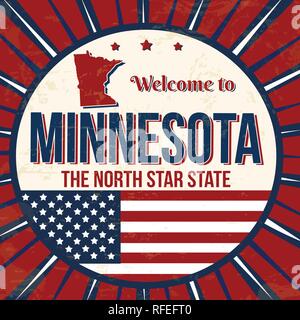 Welcome to Minnesota vintage grunge poster, vector illustration Stock Vector