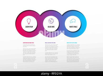 Vector multipurpose Infographic template with three elements options and modern colors on a light background Stock Vector