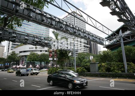 SGP, Singapore: City Road Toll System ERP, Electronic Road Pricing. Orchard Road. | Stock Photo