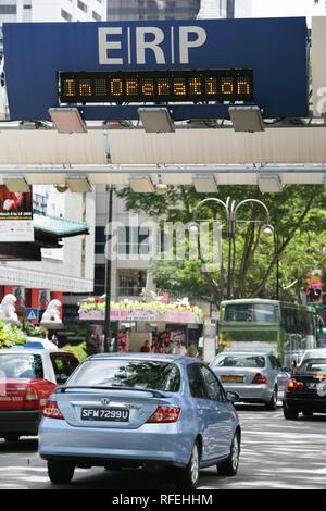 SGP, Singapore: City Road Toll System ERP, Electronic Road Pricing. Orchard Road. | Stock Photo