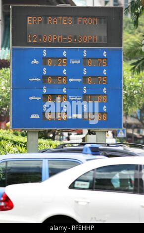 SGP, Singapore: City Road Toll System ERP, Electronic Road Pricing.Orchard Road. | Stock Photo