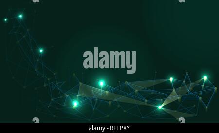 Abstract Technology Network Structure Background. Futuristic Plexus Effect Computer Geometric Connection Structure. Stock Vector