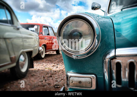 retro russian car GAZ-21 Volga, 1959. headlight old car Stock Photo