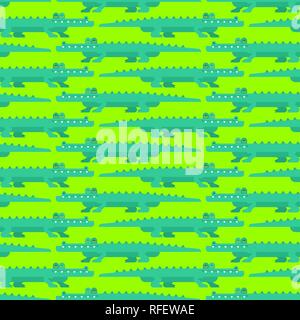 Crocodile pixel art pattern seamless. Alligator 8 bit background. croc ornament graphics old game. Stock Vector