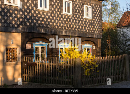 O Umgebindehaus in Obercunnersdorf, Saxony in Germany Stock Photo