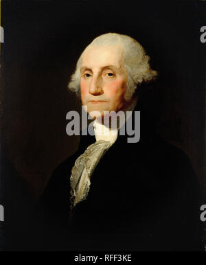 George Washington. Dated: c. 1803/1805. Dimensions: overall: 73.6 x 61.4 cm (29 x 24 3/16 in.)  framed: 92.7 x 80 x 7.6 cm (36 1/2 x 31 1/2 x 3 in.). Medium: oil on canvas. Museum: National Gallery of Art, Washington DC. Author: GILBERT STUART. Stock Photo
