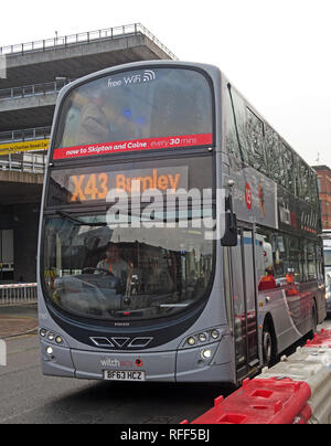 The Witchway X43 bus, Manchester to Burnley express, TransDev Lancashire Bus, Chorlton Street, Manchester, England, UK, M1 3JF Stock Photo