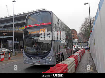 The Witchway X43 bus, Manchester to Burnley express, TransDev Lancashire Bus, Chorlton Street, Manchester, England, UK, M1 3JF Stock Photo