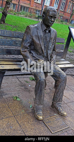 Bronze statue of Alan Mathison Turing, Sackville Gardens, Gay Village Canal St, Manchester, Lancs, England, UK, M1
