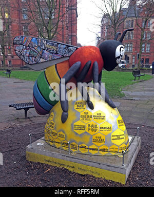 Love is love, Bee In The City, Sackville Gardens, Gay Village, Canal St, Manchester, England, UK