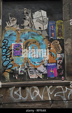 Fuzzylogic75 stencil art, Manchester Northern Quarter, NQ4, Manchester, England, UK Stock Photo