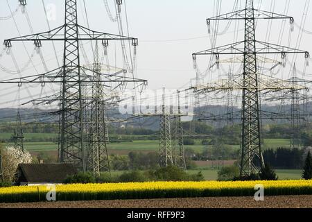 DEU, Germany, Bochum: High Voltage power lines.| Stock Photo