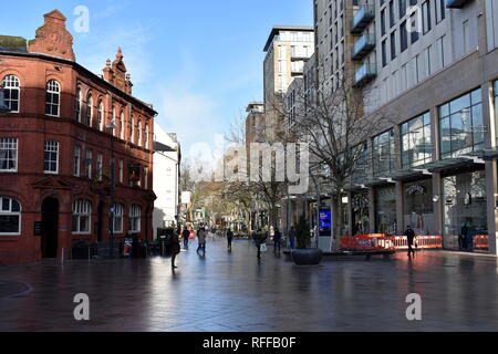 The Hayes pedestrianised shopping thoroughfare, Cardiff, South Glamorgan, Wales Stock Photo