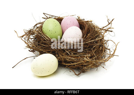 Real bird nest isolated on white background Stock Photo - Alamy