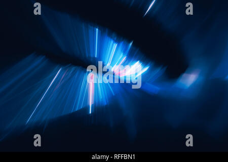 Blue glowing new technology in motion, computer generated abstract background, 3D rendering Stock Photo