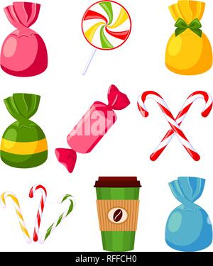 Colorful cartoon candy set Stock Vector