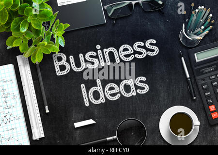 Business Ideas - Text on Black Chalkboard. 3D Rendering. Stock Photo