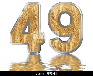 Numeral 49, forty nine, reflected on the water surface, isolated on white, 3d render Stock Photo