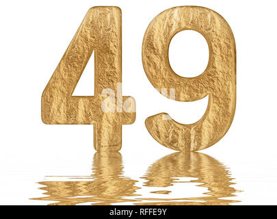 Numeral 49, forty nine, reflected on the water surface, isolated on  white, 3d render Stock Photo