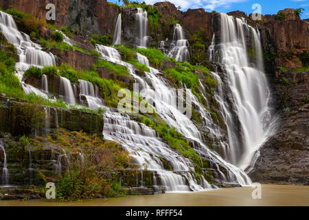 A long exposure of the beautiful Pongour waterfalls located near Dalat, Vietnam Stock Photo