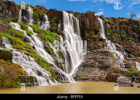 A long exposure of the beautiful Pongour waterfalls located near Dalat, Vietnam Stock Photo