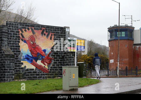 Peace walls and murals Belfast 2018. UVF mural which once showed gunmen