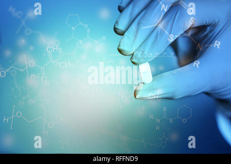Blue Biochemistry biomedicine concept background with Polyethylene glycol formulas Stock Photo