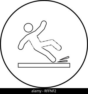 Falling man icon black color vector I flat style simple imagein circle ...
