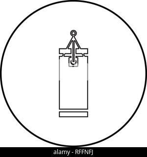 Punching bag icon black color outline vector I flat style simple image in circle round Stock Vector