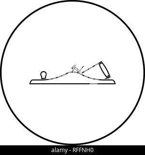 Jack plane Smoothing plane Carpenter tool symbol Hand tool for carpentry icon black color outline vector I flat style simple image in circl Stock Vector