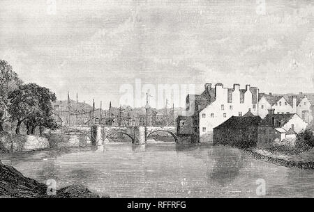 Old Bridge of Leith, Leith, Edinburgh, Scotland, 19th century Stock Photo
