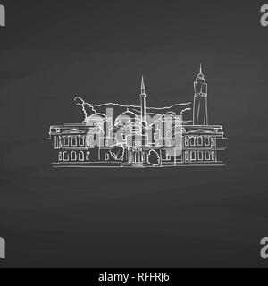 Sarajevo Bosnia signs on blackboard. Digital chalk drawn vector sketch on blackboard. European capitals destinations. Stock Vector