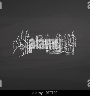 Luxembourg Luxembourg signs on blackboard. Digital chalk drawn vector sketch on blackboard. European capitals destinations. Stock Vector