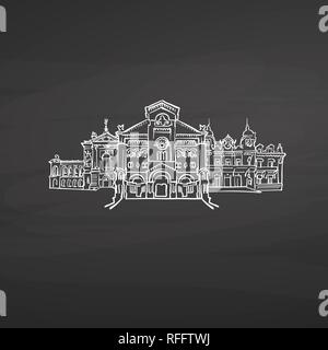 Monaco Monaco signs on blackboard. Digital chalk drawn vector sketch on blackboard. European capitals destinations. Stock Vector