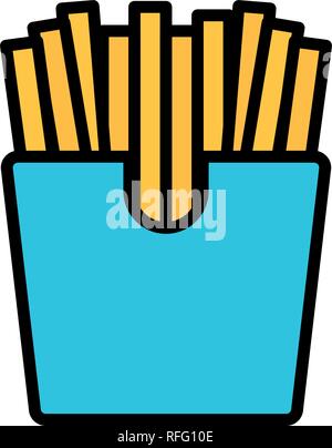 French fries box icon over white  background, vector illustration Stock Vector