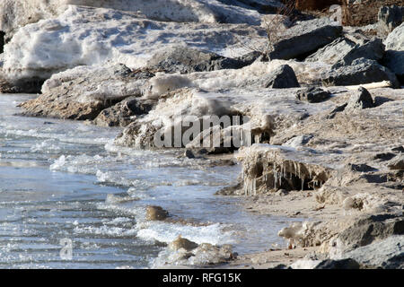 Icy shoreline Lake Ontario Stock Photo