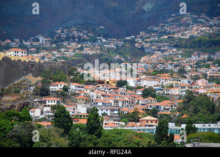 View of Funchal on Madeira Island. Portugal. Funchal is the largest city, the municipal seat and the capital of Portugal's Autonomous Region of Madeir Stock Photo