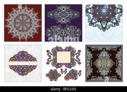 set of traditional kalamkari ornamental floral paisley design Stock Vector