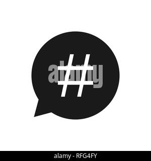 Flat design. Vector illustration. Hashtag icon in speech bubble. Stock Vector