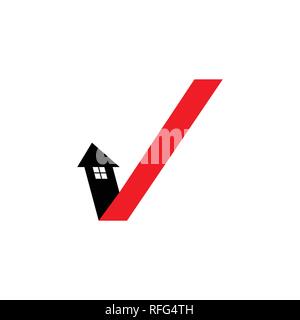 Arrow check mark house logo. real estate graphic logo design. Stock Vector
