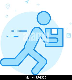 Courier Flat Vector Icon. Express Delivery Symbol, Pictogram, Sign. Light Flat Style. Blue Monochrome Design. Editable Stroke. Adjust Line Weight. Stock Vector
