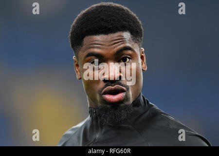 LONDON, UK 24 JANUARY Tottenham defender Serge Aurier warms up during the Carabao Cup match between Chelsea and Tottenham Hotspur at Stamford Bridge, London on Thursday 24th January 2019. (Photo Credit: MI News & Sport) Stock Photo