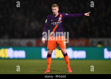 BURTON ON TRENT, UK 23 JANUARY.  Manchester City midfielder Kevin de Bruyne (17) during the Carabao Cup match between Burton Albion and Manchester City at the Pirelli Stadium, Burton upon Trent on Wednesday 23rd January 2019. (Credit: MI News & Sport) Stock Photo