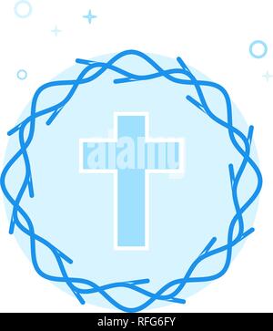 Crown of Thorns Flat Vector Icon. Jesus Christ Crucifixion Symbol, Pictogram, Sign. Light Flat Style. Blue Monochrome Design. Editable Stroke. Adjust  Stock Vector