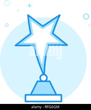 Gold Plated Star Flat Vector Icon. Award Trophy Symbol, Pictogram, Sign. Light Flat Style. Blue Monochrome Design. Editable Stroke. Stock Vector