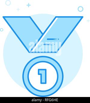Medal Flat Vector Icon. First Place Symbol, Pictogram, Sign. Light Flat Style. Blue Monochrome Design. Editable Stroke. Adjust Line Weight. Stock Vector