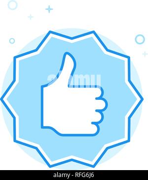 Like, Thumb Up Flat Vector Icon. Vote Symbol, Pictogram, Sign. Light Flat Style. Blue Monochrome Design. Editable Stroke. Adjust Line Weight. Stock Vector